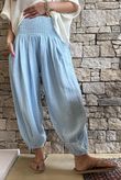 Annie Cushion Cotton Cuff Barrel Pant Bridgerton Blue
